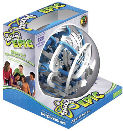Perplexus Epic 3D Ball Puzzle Maze Game Blue White 125 Obstacles - Ages 8+